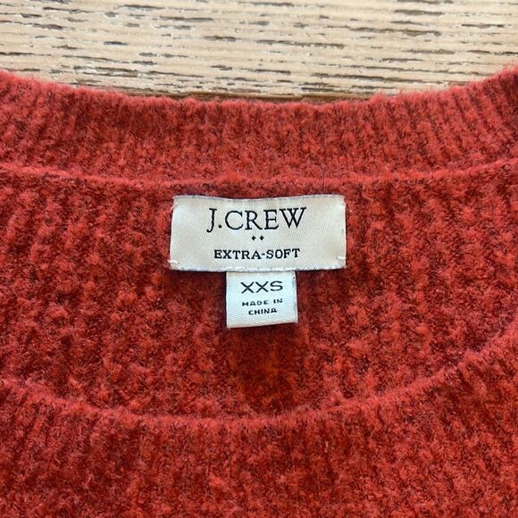 J.Crew Ribbed Puff-Sleeve Sweater Extra-soft Yarn Burnt Orange Sweater XXS - Picture 5 of 10